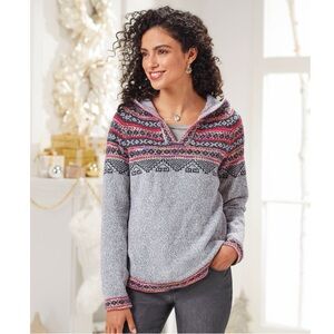 North Style Hooded Pullover, Soft, Marled, Long Sleeves, Curved Hem